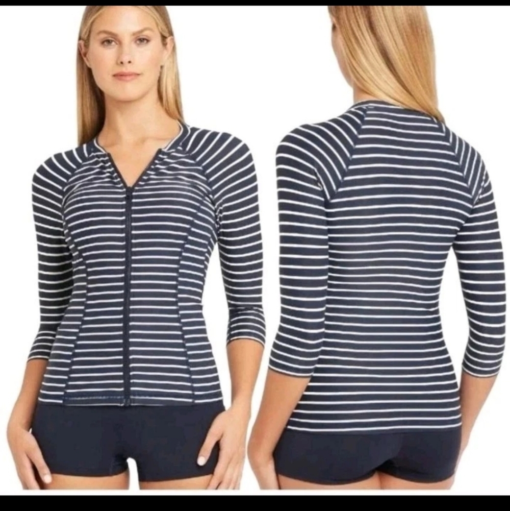 Sea Level Swim Charmarel 3/4 Sleeve Multifit Rash Gaurd NWT Size 8